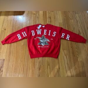 Budweiser logo Red Crewneck sweatshirt sweater Sz Large